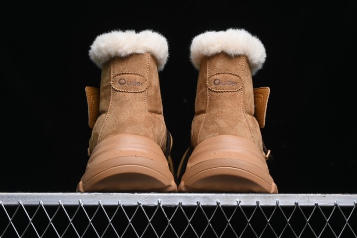 Ouder Retro Lace-Up Mid-Calf Warm & Thickened Platform Casual Snow Boots with Wool Lining - Oud024 Brown