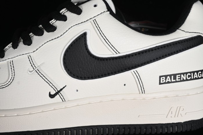 Balenciaga x Nike Air Force 1 '07 Low Triple Swoosh Beige Black Casual Shoes - FR0538-090 1