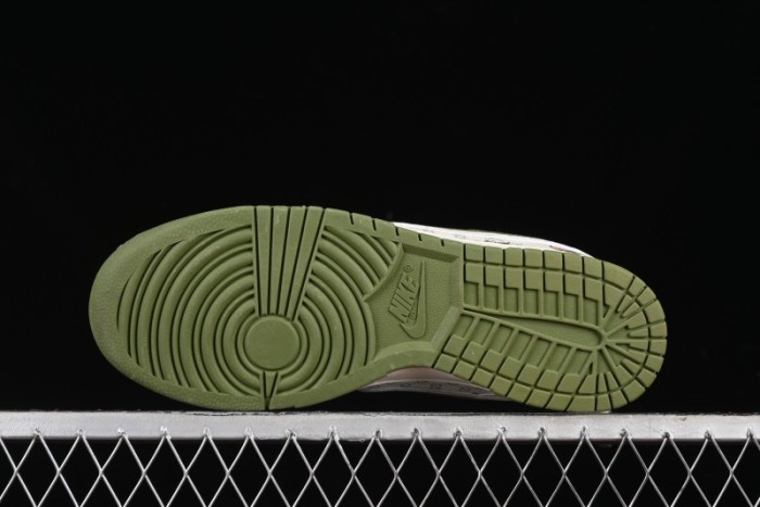Nike SB Dunk Low Gucci Collaboration - Subtle Pattern Beige Green Swoosh Anniversary Custom Low-Top Casual Sneakers - KK1888-006