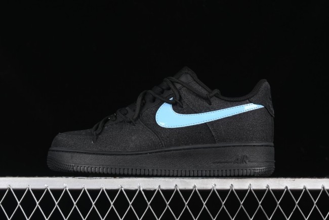 Nike Air Force 1 '07 Low Cleanfit Custom Official Bestseller Black Blue Starry Sky Full Diamond Casual Sneakers - ZH0316-042