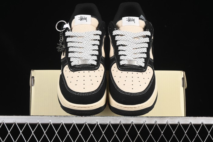 Nike Air Force 1 '07 Low Stussy Collaboration Beige Black Hemp Low-Top Casual Sneakers - XX3168-156