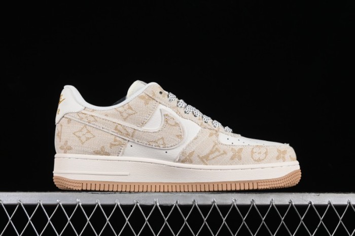 Nike Air Force 1 '07 Low V Collaboration - Khaki Mini Swoosh Low-Top Casual Sneakers - SJ2088-001