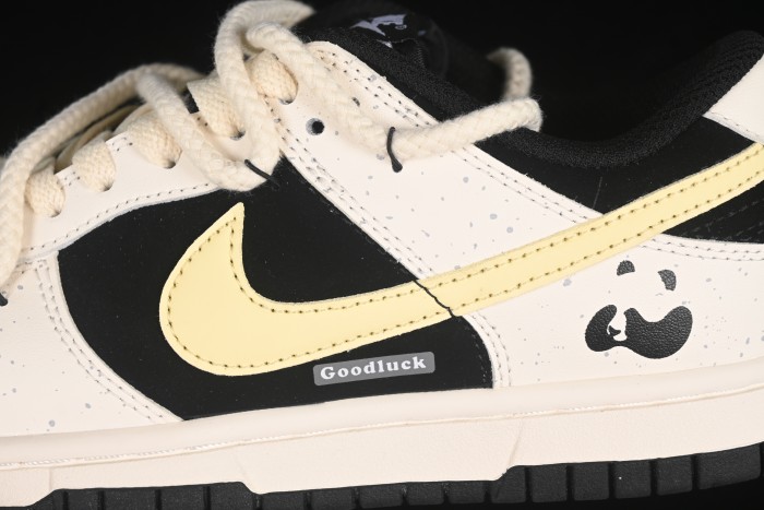 Nike Dunk Low Retro Casual Sneakers with Panda Cheesy Colorway and Splatter Effect - DD1391-100