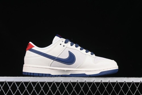 Nike SB Dunk Low Supreme Collaboration - Off-White 3D Navy Swoosh Anniversary Custom Low-Top Casual Sneakers - FC1688-204