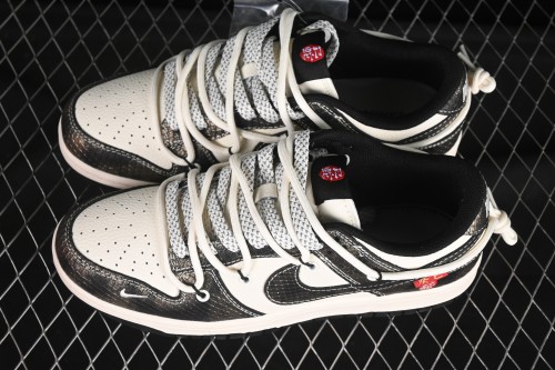 Nike SB Dunk Low Snake Year Series Strap Gradient Black Swoosh Anniversary Custom Low-Top Casual Skate Shoes - YX5066-310
