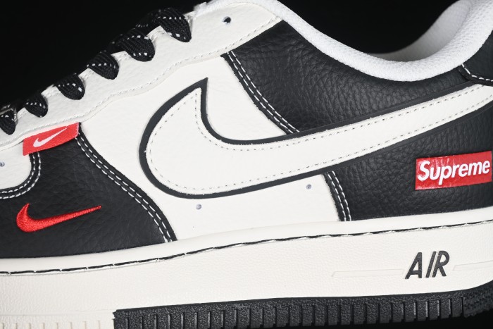 Nike Air Force 1 '07 Low Supreme Collaboration Two-Tone Red Swoosh Casual Sneakers - CS5288-004