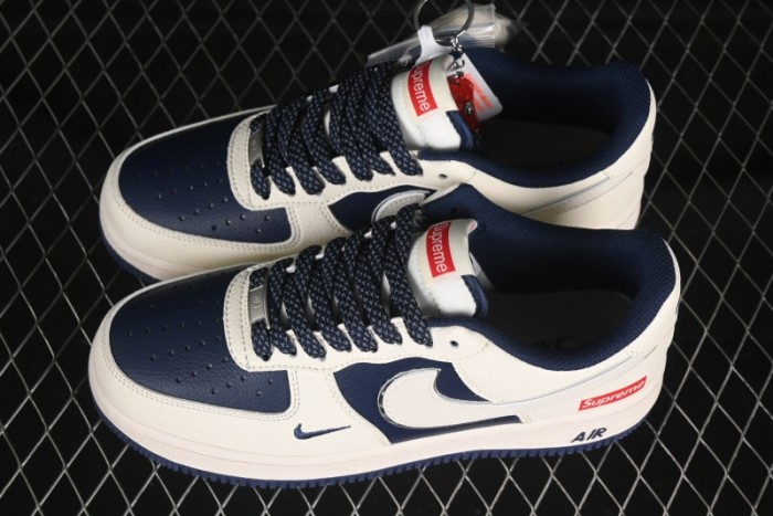 Nike Air Force 1 '07 Low Supreme Collaboration Light Blue Edge Casual Sneakers - HH7518-057