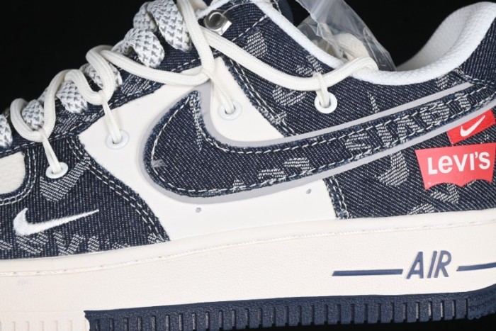 Nike Air Force 1 '07 Low Levi's Collaboration Light Blue Denim Drawstring Casual Sneakers - SJ1198-900