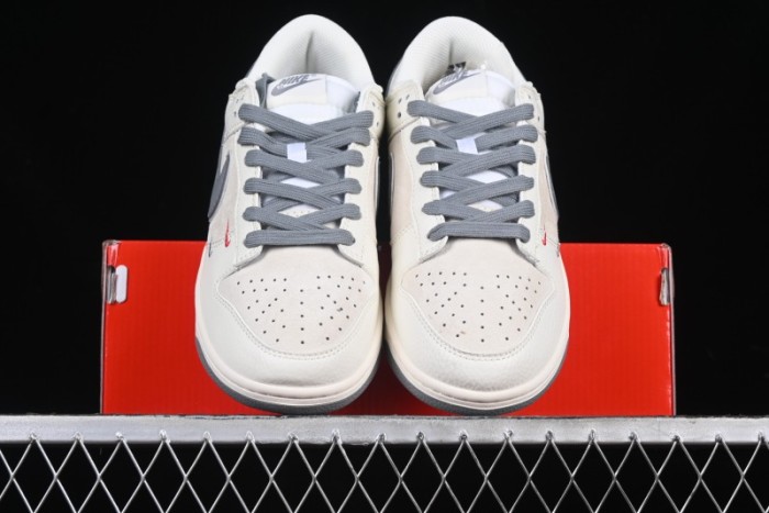 Nike SB Dunk Low Supreme Collaboration Grey Swoosh Double Mini Swoosh Anniversary Custom Low-Top Casual Sneakers - XX2025-688