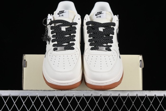Nike Air Force 1 '07 Low Stussy Collaboration - Beige Black Gum Sole Low-Top Casual Sneakers - XZ5688-001