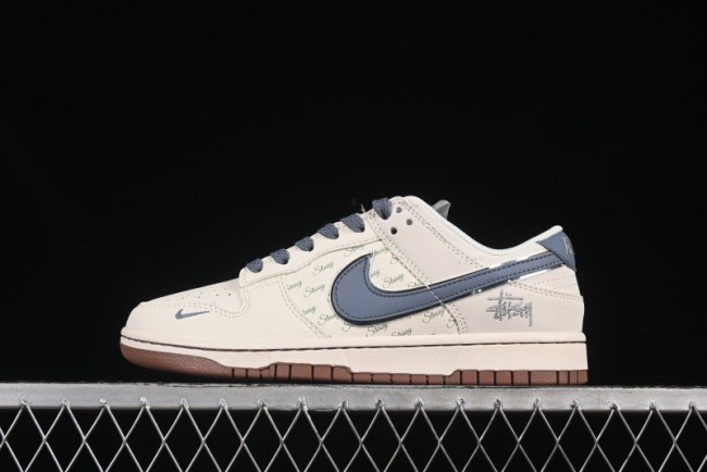 Nike SB Dunk Low Stussy Light Blue Brown Anniversary Custom Low-Top Casual Skate Shoes - ZH2598-247