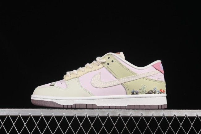 Nike Dunk Low Mushroom Floral-Themed Low-Top Casual Skate Shoes - IB8876-661