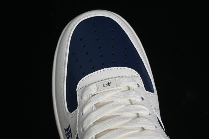 Nike Air Force 1 '07 Low Burberry Collaboration - Off White Navy Blue Patchwork Low Top Casual Sneakers BB8588-222