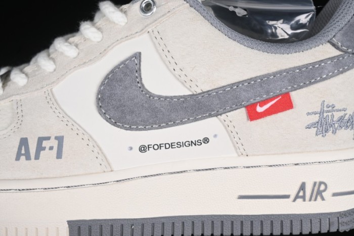 Nike Air Force 1 '07 Low Stussy Collaboration Dual-Tone Beige Low-Top Casual Sneakers - SJ6698-024