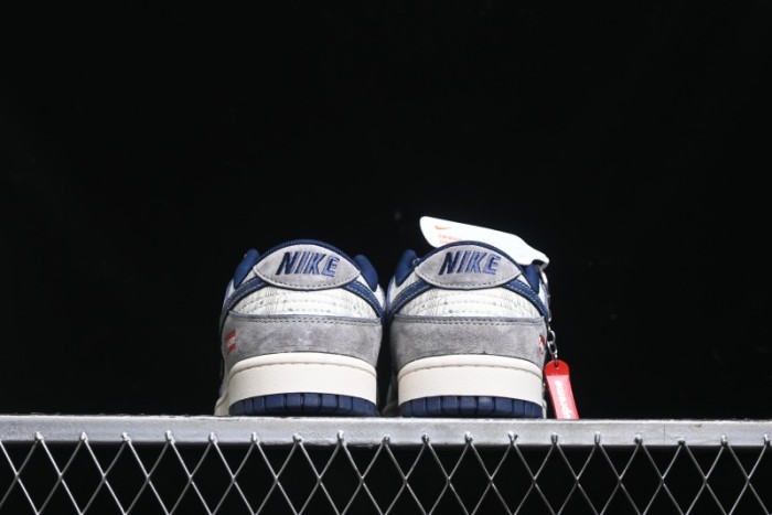 Nike SB Dunk Low Supreme Collaboration - Grey White Dark Blue Swoosh Anniversary High-End Custom Low-Top Casual Skate Shoes - DM6868-005
