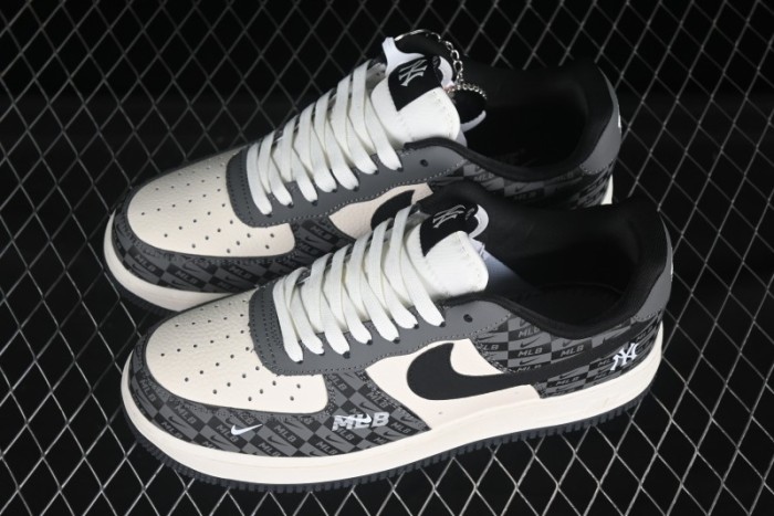 Nike Air Force 1 '07 Low MLB Collaboration Dark Checkered Beige Low-Top Casual Sneakers - DF0188-038