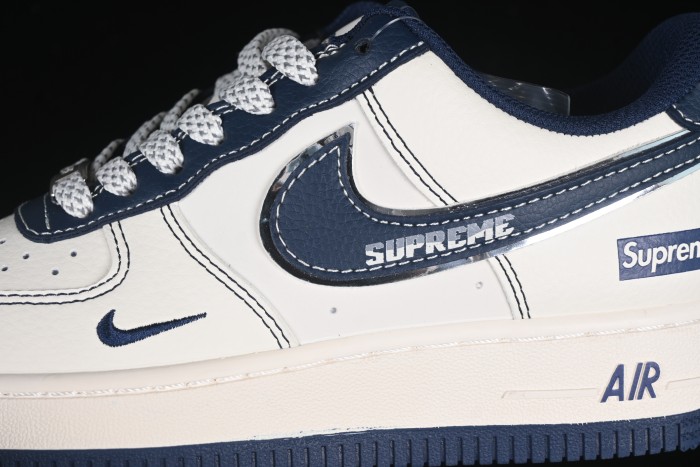 Nike Air Force 1 '07 Low Supreme Collaboration Dark Blue Swoosh Casual Sneakers - XS1958-524