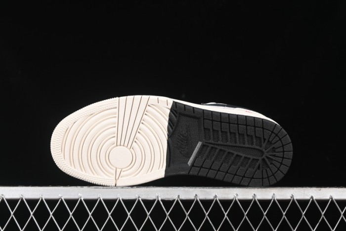 Nike Air Jordan 1 Low Supreme Collaboration - Dual-Tone Black Swoosh Custom Retro Basketball Shoes - SJ9950-043