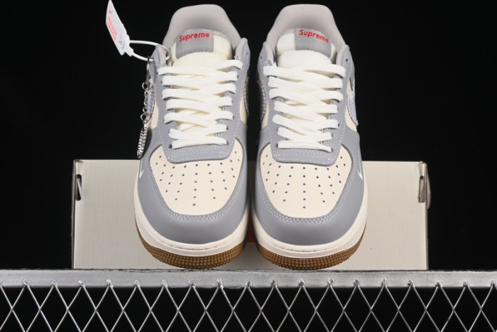 Nike Air Force 1 '07 Low Supreme Collaboration Light Grey Gum Casual Sneakers - KK1988-075