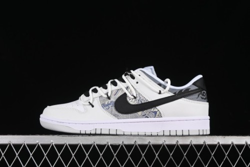 Nike Dunk Low CNY Year of the Dragon Limited Edition SB Lace-Up Casual Sneakers with Silver-White Design - DV0831-101