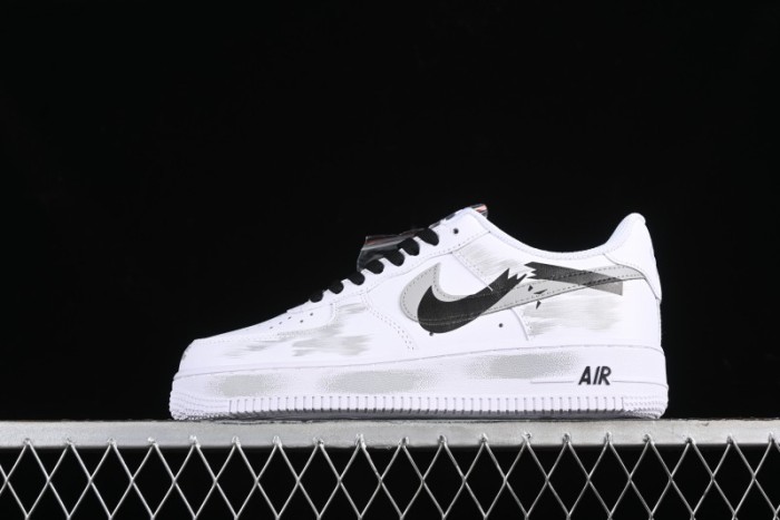 Nike Air Force 1 '07 Low Custom Hand-Painted 2D Theme with Broken Three-Hook Shadow and Strap - CW2288-111