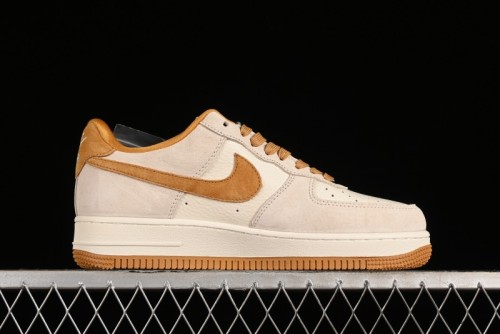 Nike Air Force 1 '07 Low Stussy Collaboration - Wheat Pig Leather Low-Top Casual Sneakers - HD1968-020 1