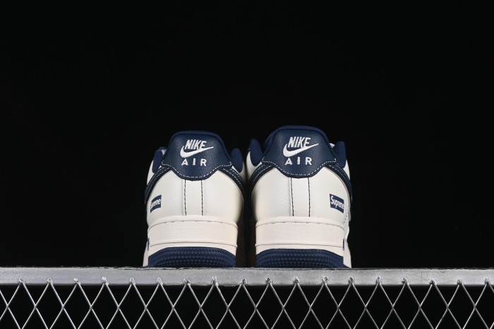 Nike Air Force 1 '07 Low Supreme Collaboration Dark Blue Swoosh Casual Sneakers - XS1958-524