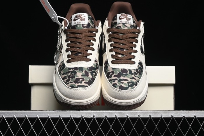 Nike Air Force 1 Low Bape Collaboration - Beige Camo Casual Sneakers - KK1988-019