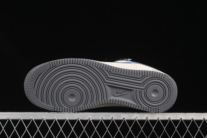 Nike Air Force 1 '07 Low Stussy Collaboration Light Grey Sky Blue Swoosh Casual Sneakers - XS1958-574