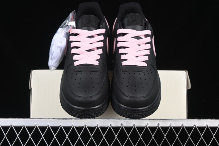 Nike Air Force 1 '07 Low Casual Sneakers with Black & Pink Double Swoosh - CW2288-028