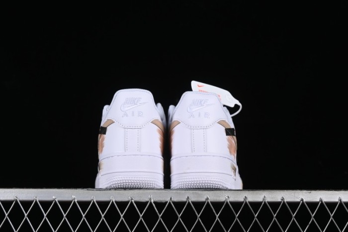 Nike Air Force 1 '07 Low Casual Sneakers with Anime-Inspired Hand-Painted Design, Broken Swoosh Shadow Effect, Brown/Black - CW2288-111