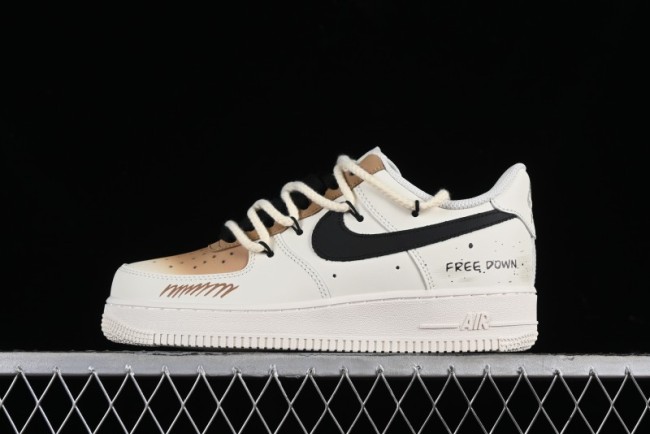 Nike Air Force 1 '07 Low Custom Cappuccino Anime-Themed Spray-Painted Casual Sneakers with Strap - ZH0316-019 1