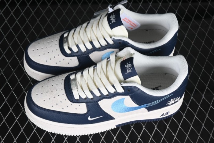 Nike Air Force 1 '07 Low Stussy Collaboration Green Embroidered Swoosh Custom Casual Sneakers - DM6688-021