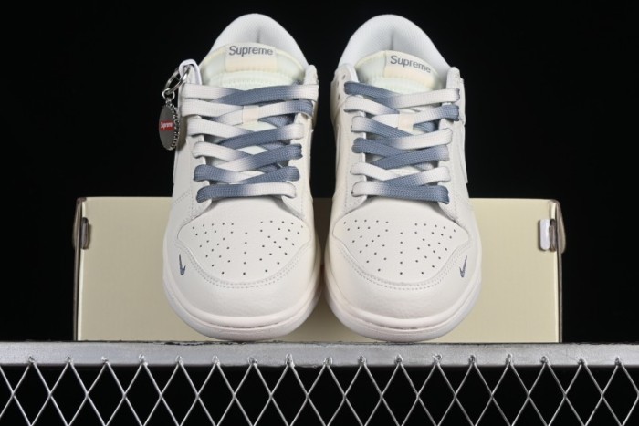 Supreme x Nike SB Dunk Low Anniversary Edition White Grey Customized Low-Top Casual Skate Shoes - BB8657-105 1