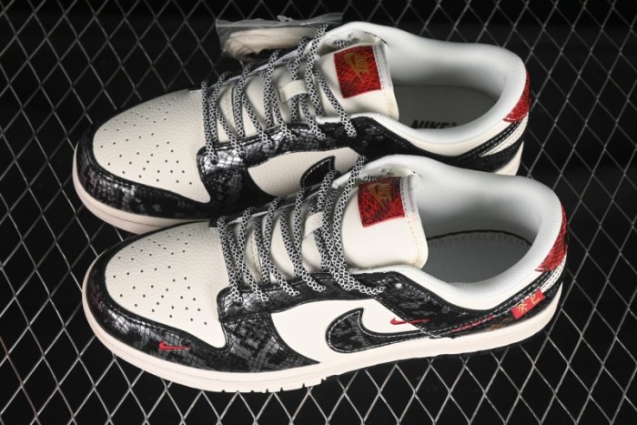 Nike SB Dunk Low Year of the Snake Silver Scale Silver Swoosh Anniversary Custom Low-Top Skate Shoes - YX5066-293