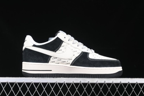 Nike Air Force 1 '07 Low Stussy Collaboration - Black White Casual Sneakers - XZ6188-671
