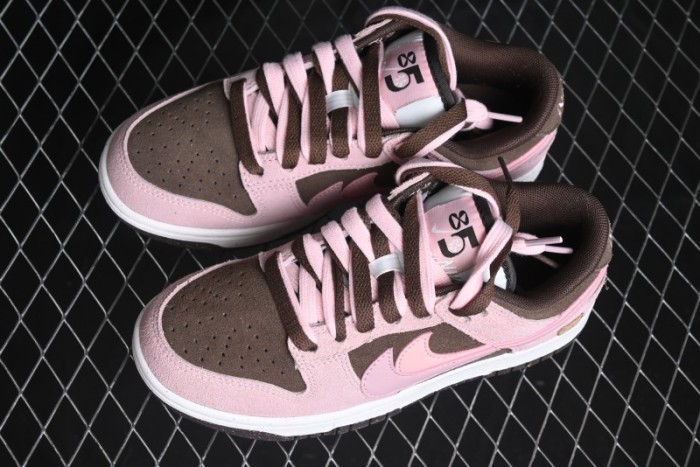 Nike Dunk Low 85 Double Swoosh Series Strawberry Chestnut SB Low Top Casual Skate Shoes - HV1799-161