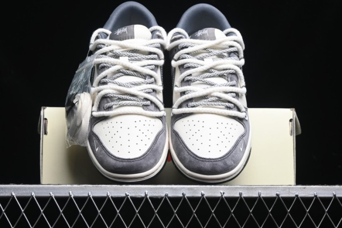 Nike SB Dunk Low Stussy Collaboration - Lace-Up Beige Grey Hook Anniversary High-End Custom Low-Top Casual Skate Shoes - YX5066-206