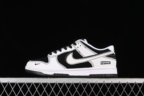 Nike SB Dunk Low Supreme Collaboration - Reverse Black White Swoosh Anniversary Custom Low-Top Casual Sneakers - FC1688-144 1