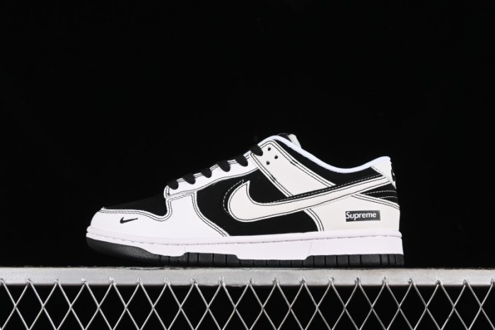 Nike SB Dunk Low Supreme Collaboration - Reverse Black White Swoosh Anniversary Custom Low-Top Casual Sneakers - FC1688-144 1