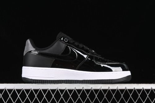 Nike Air Force 1 '07 Low Patent Leather All Black Casual Sneakers - AH6827-001