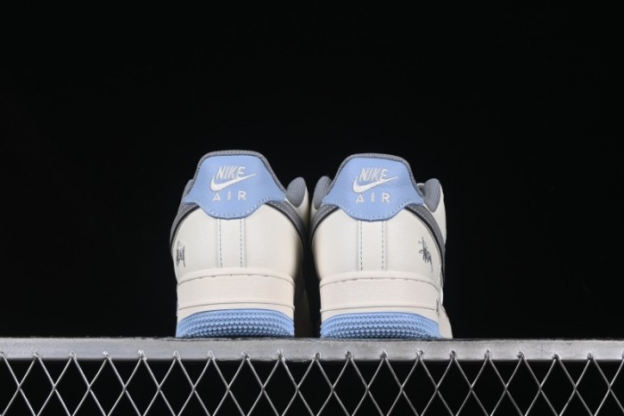 Nike Air Force 1 '07 Low Stussy Collaboration Light Grey Blue Sole Low-Top Casual Sneakers - XS1958-517