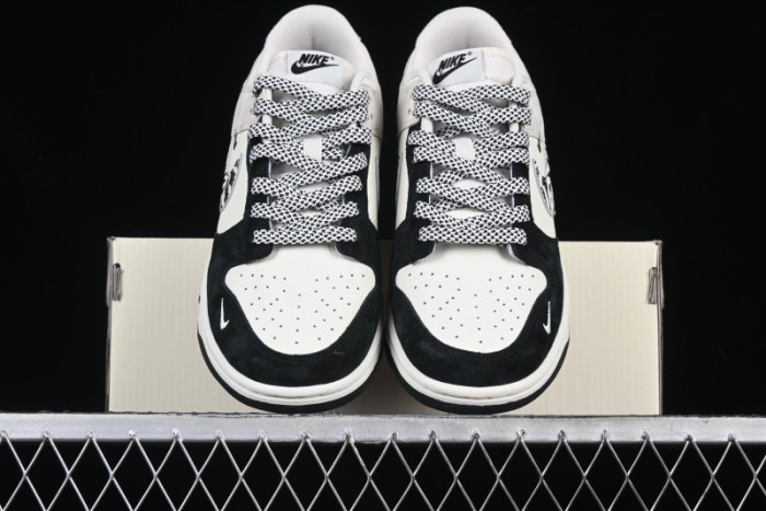 Nike SB Dunk Low Stussy Collaboration Zebra Black White Swoosh Anniversary Custom Low-Top Casual Skate Shoes - DJ2024-060