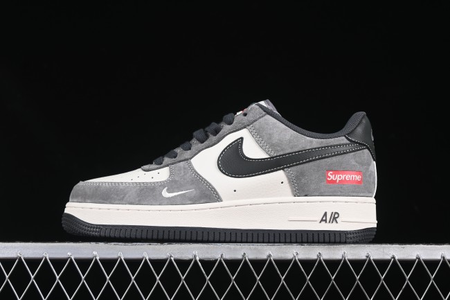 Nike Air Force 1 '07 Low Supreme Collaboration Black Grey Patchwork Casual Sneakers - XZ6188-792