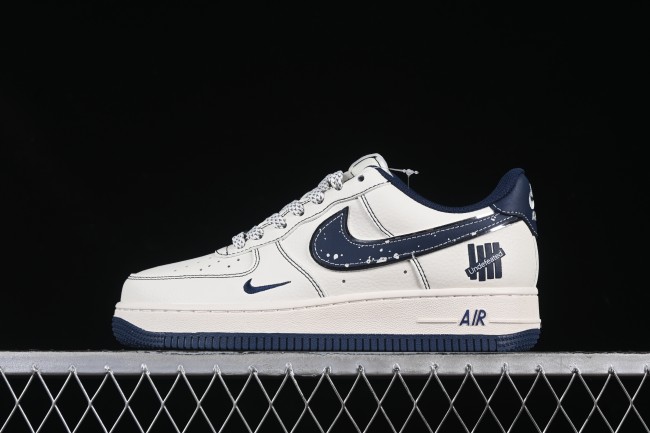 Nike Air Force 1 '07 Low UN Collaboration Navy Splatter Swoosh Casual Sneakers - XS1958-522
