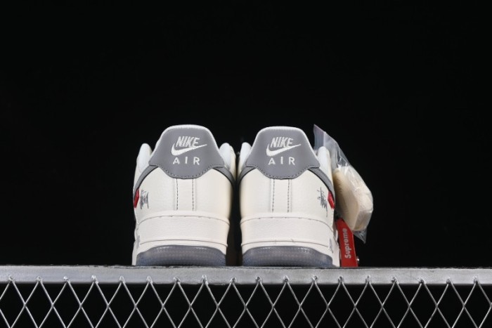 Nike Air Force 1 '07 Low Stussy Collaboration Dual-Tone Grey Swoosh Casual Sneakers - HH7518-037