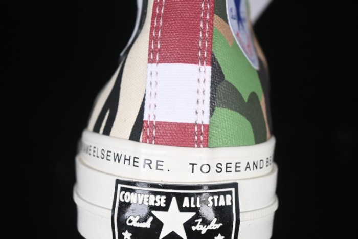 Converse x Brain Dead High Top Casual Sneakers with Mismatched Camouflage Design - A12219C
