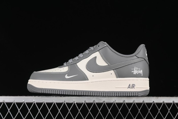 Nike Air Force 1 '07 Low Stussy Collaboration - Premium Gray Low-Top Casual Sneakers - BB5353-512