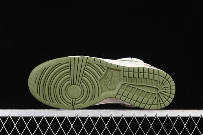 Nike SB Dunk Low Gucci Collaboration - Beige Green Floral Anniversary High-End Custom Low-Top Casual Skate Shoes - XX2025-918