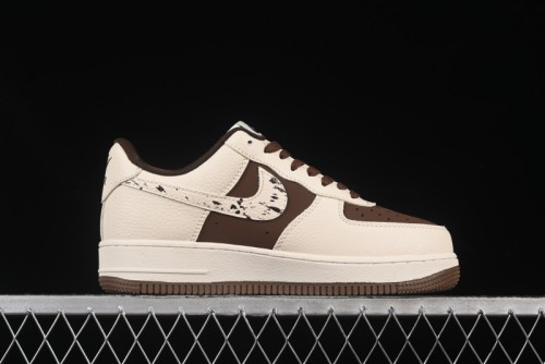 Nike Air Force 1 '07 Low BAPE Collaboration Beige Brown Graffiti Swoosh Casual Sneakers - DF0188-061